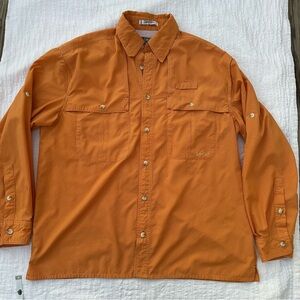 Orvis Orange Long-Sleeve Casual Button-Down Shirt